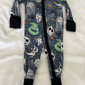 Disney Nightmare Before Christmas Footie Pajama - Blue and Black